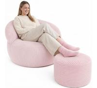 bananair - Repose Pieds Salon - Housse Lavable, Remplissage Mousse - Tabouret Pouf Élégant, Ottoman Pouf Rond Doux & Confortable (50x30 cm, Rose Pâle)