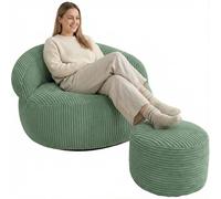 bananair - Repose Pieds Salon - Housse Lavable, Remplissage Mousse - Tabouret Pouf Élégant, Ottoman Pouf Rond Doux & Confortable (50x30 cm, Vert)