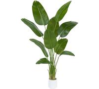 Banane tropicale artificielle de 180 cm, plante à feuilles artificielle avec 13 feuilles, grande plante d'intérieur artificielle dans un pot blanc.