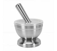 banapoy Ensemble Mortier et Pilon, Bol de Broyage Robuste en Acier Inoxydable 304, Bol de Broyage avec Base Antidérapante et Couvercle pour épices de Cuisine, Herbes, Pesto, Grains de café et Noix (L)