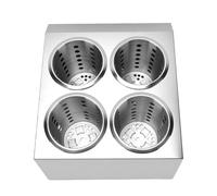 banapoy Lot de 4 Supports à Ustensiles de Cuisine, Support à Couverts Cylindrique à 4 Trous en Acier Inoxydable avec Coussinet Antidérapant pour Fourchettes, Cuillères