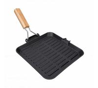 banapoy Poêle à Gril, Poêle Carrée à Poignée Pliable en Métal pour Steak, Légumes, Bacon, Brochettes de Poulet, Burger, pour Four à Induction, pour Grillades Intérieures Extérieures