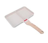 banapoy Poêle à Omelette Japonaise, Poêle Tamagoyaki Antiadhésive en Alliage d'aluminium, Carrée à 2 Sections avec Manche en Bois et Plateau Amovible pour Omelettes, Steak, Saucisses (style 1)