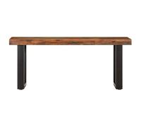 Banc 110 cm Bois Massif Récupéré et Acier Industriel pour Entrée | Bois récupéré vieilli, pieds acier enduit poudre, stable, assemblage facile, pièce unique, salon ou entrée