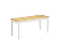 HOMCOM Banc en Bois 2 per. Assise Naturelle Piètement Blanc 102x36x45cm | Bicolore