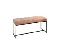 Banc 2 places en métal et cuir coloris marron - Longueur 100 x Hauteur 48 x Profondeur 38 cm --