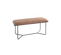 Banc 2 places en métal et cuir coloris marron - Longueur 100 x Hauteur 48 x Profondeur 38 cm --