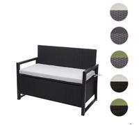 Poly-Rattan Banc 2 places HWC-F39, Banc de jardin coffre, rangement Coussin d'assise ~ anthracite, coussin gris