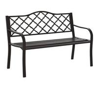 Outsunny Banc 3 places de jardin Style rural chic 128×60×89 cm métal époxy anticorrosion Brun