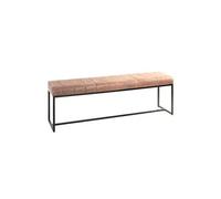 Banc 3 places en métal et cuir coloris marron - Longueur 150 x Hauteur 48 x Profondeur 38 cm --