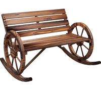 Banc À Balançoire En Bois, Banc À Balançoire Avec Accoudoirs, Banc De Jardin 2 Places, Banc En Bois Pour Jardin, Balcon, Capacité De Charge Jusqu'À 240 Kg, Carbonisé