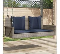 vidaXL Banc à bascule avec coussins Gris 119x56x48 cm Poly rotin