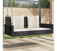 vidaXL Banc à bascule avec coussins Noir 119 x 56 x 48 cm Poly rotin