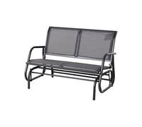 Banc à bascule de jardin 2 places design contemporain grand confort accoudoirs assise, dossier ergonomique acier textilène gris