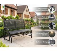 Banc à bascule de jardin 2 places, env. 120 x 70 x 83 cm – Noir