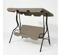 Banc à bascule de jardin 3 places, beige foncé - Banc à bascule de jardin compact en métal - Résistant aux intempéries - 170 x 110 x 153 cm - Banc à bascule de jardin confortable pour balcon et terras