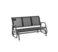 Outsunny Banc š€ Bascule de Jardin 3 Places Design Contemporain Grand Confort accoudoirs Assise et Dossier Ergonomique Acier textilššne Noir