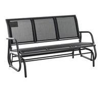 Outsunny Banc š€ Bascule de Jardin 3 Places Design Contemporain Grand Confort accoudoirs Assise et Dossier Ergonomique Acier textilššne Noir