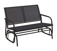 Banc à bascule de jardin noir 120,5x76x86,5 cm textilène & acier