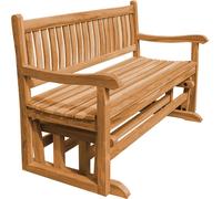 Banc à bascule Teako Design Roma en teck massif 150 cm avec coussin d'assise rouge