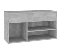 Banc à Chaussures avec Coffre Gris 80x30x45 cm Bois Composite | Étagères intégrées, compartiment latéral, coffre de rangement, assis confortable, bois composite durable