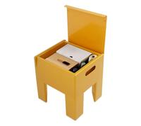 Banc à chaussures avec espace de rangement, en ABS, jaune, petit tabouret | Banc à chaussures compact jaune blé en ABS robuste avec espace de rangement pratique (couvercle rabattable)