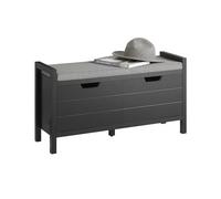 Banc à chaussures avec rangement - SOBUY - 91x30x50 cm - Noir - Coussin rembourré - Rangement fermé - Grande capacité