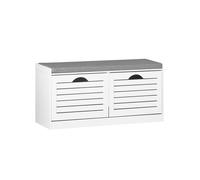 Banc à chaussures avec rangement - SOBUY - 94×30×47 cm - Assise rembourrée - Housse grise - Rangement pour 8 paires