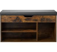 Banc à chaussures d'entrée, 805 x 305 x 445 mm Rangement pour chaussures avec espace de rangement caché sous le plateau relevable, banc de 136 kg avec assise rembourrée et 3 armoires pour le couloir, 