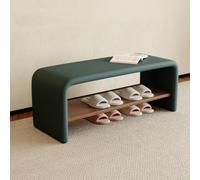 Banc à Chaussures D'entrée avec Assise Rembourrée en Simili-cuir | Design Compact, Structure Robuste, étagère à Chaussures, Banc Multifonction pour l'entrée, le Couloir(Green,L120*W33*H38cm)
