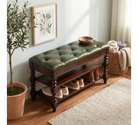 Banc à chaussures d'entrée avec siège rembourré avec espace caché pour le rangement, banc à chaussures rétro avec pieds en bois massif, pour les entrées, les couloirs, les placards, facile à assembler