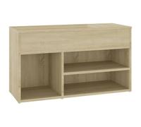 Banc à chaussures en aggloméré chêne Sonoma 80 x 30 x 45 cm avec tiroir | 2 étagères, compartiment latéral, commode, étagère supérieure lisse, design compact pour entrée, assemblage facile
