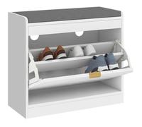 Banc à chaussures - HOMCOM - assise rembourrée et tiroir rabattable - bois d'ingénierie - 60 x 26 x 52,5 cm - blanc