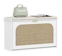 Banc à chaussures - HOMCOM - assise rembourrée et tiroir rabattable - MDF et panneau de particules - 80 x 26 x 47,5 cm - blanc