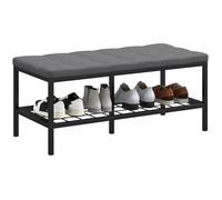 HomCom – Banc à chaussures – Coussin rembourré & étagère de rangement – 90×41×40 cm, gris