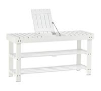 Banc à chaussures - HOMCOM - en bois - 3 niveaux - étagère de rangement et compartiment caché - 90 x 29 x 45 cm - blanc
