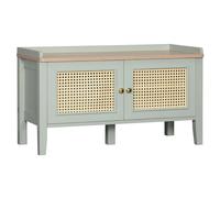 Banc à chaussures - HOMCOM - meuble rangement étagère 2 placards façades cannage - bois alu - vert