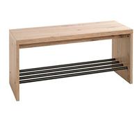 Banc à chaussures, meuble à chaussures coloris chêne et métal coloris noir - longueur 80 x Profondeur 30 x Hauteur 40 cm - -