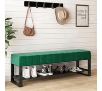 Banc à chaussures moderne avec coussin pour économiser de l'espace - Étagère de rangement élégante pour salon, couloir et chambre à coucher - Vert (120 x 32 x 4)