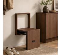 Banc à Chaussures Mural Pliant en Bois Tabouret Entrée Gain de Place | Gain de place maximal, Support 120kg, Fermeture hydraulique, Design bois moderne(Walnut)