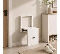 Banc à Chaussures Mural Pliant en Bois Tabouret Entrée Gain de Place | Gain de place maximal, Support 120kg, Fermeture hydraulique, Design bois moderne(Cream White)