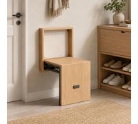 Banc à Chaussures Mural Pliant en Bois Tabouret Entrée Gain de Place | Gain de place maximal, Support 120kg, Fermeture hydraulique, Design bois moderne(Natural Oak)