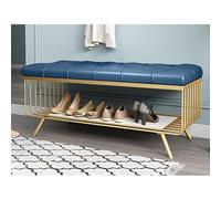 Banc à chaussures nordique moderne bleu foncé - Tabouret d'entrée multifonction pour chambre à coucher, salon, couloir - Design peu encombrant pour une chaise facile