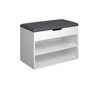 Meuble à chaussures - TECTAKE - Banc à chaussures JASMINA en bois MDF et rembourré, 60 x 30 x 43,5 cm - Blanc