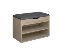 Meuble à chaussures - TECTAKE - Banc à chaussures JASMINA en bois MDF et rembourré, 60 x 30 x 43,5 cm - Bois clair/Chêne sonoma