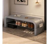 Banc à chaussures rustique en bois blanc avec rangement ge étagère à chaussures d'entrée avec coussin gris Halay meubles pour entrée 100 x 35 x 42 cm