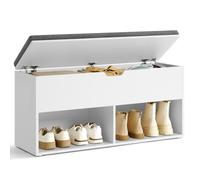 Banc à chaussures VASAGLE - avec 2 compartiments ouverts et 1 compartiment fermé - Blanc LHS21WT