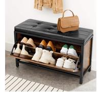 Banc à Chaussures - VASAGLE - LSB049B01 - Siège rembourré - Tiroir à Bascule - 6 Paires