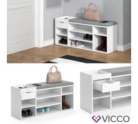 Vicco Banc pour Chaussures Eleon, Blanc, 101.1x45cm | utilisable pour le rangement des chaussures et comme siège