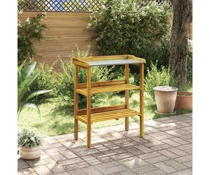 Banc à Jardinière 2 Étagères Bois Massif d'Acacia et Zinc Bac à Fleurs vidaXL